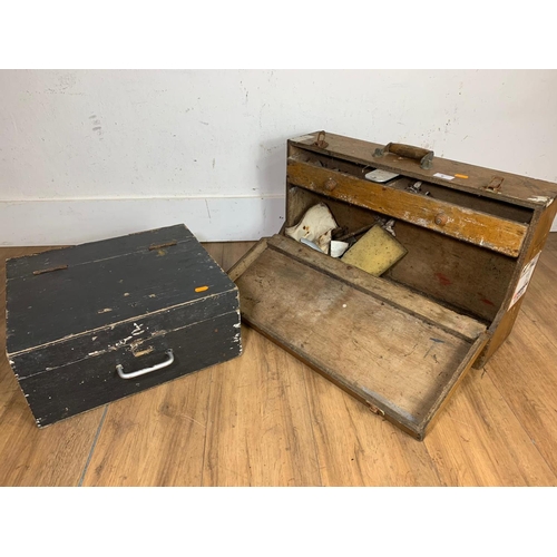 6 - 2 old wooden tool boxes