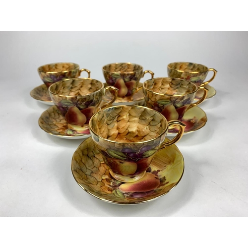 547 - Set of 6 hand painted decorative cups and saucers