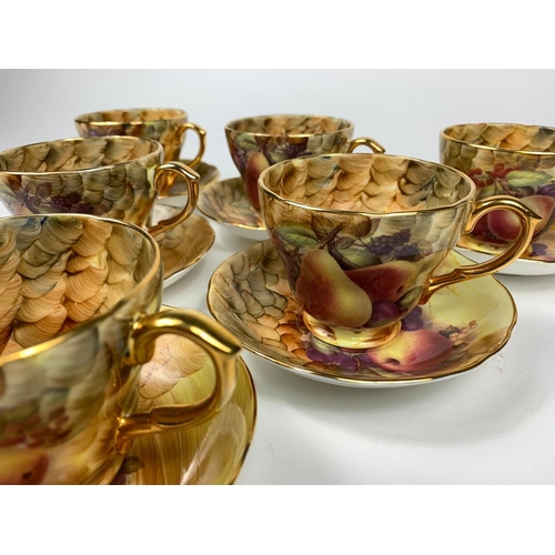 547 - Set of 6 hand painted decorative cups and saucers