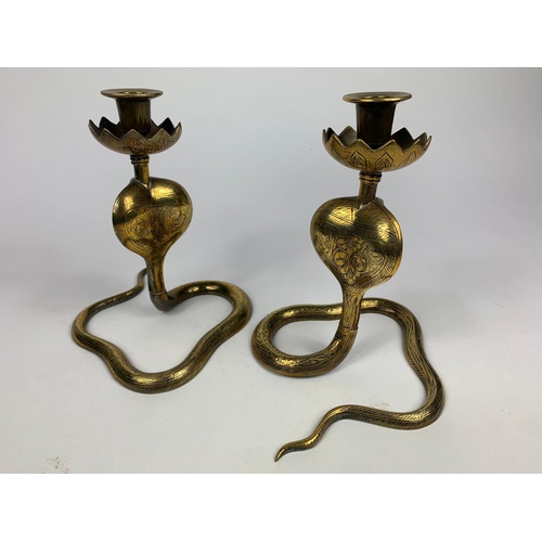 549 - Pair of snake python candle sticks