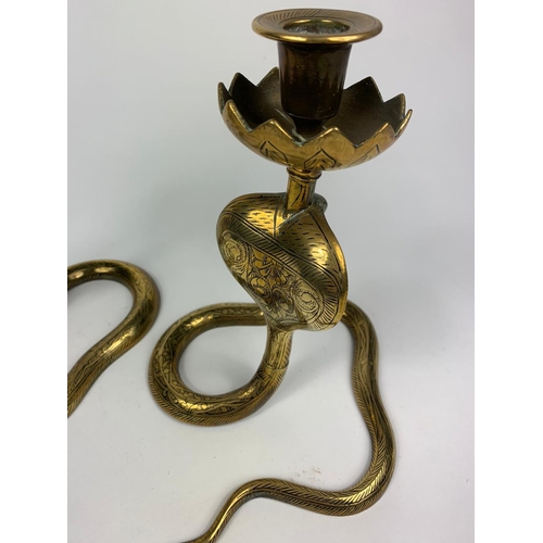 549 - Pair of snake python candle sticks