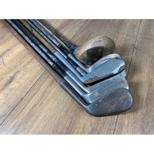 43A - Quantity of old golf clubs some hickory