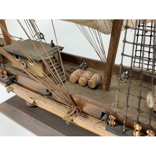 203 - Vintage model ship, 86cm x 61cm