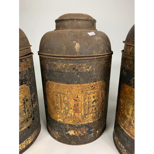 224 - 3 large Victorian cannisters with lids, 44cm