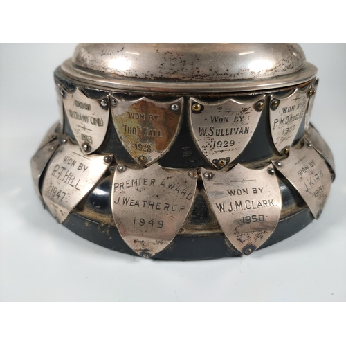 661 - Large silver trophy, presented to Ulster motorcycle club 1928. 709 grams cup only. Chester mark.  23... 