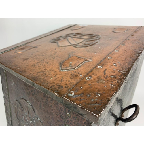 210 - Early 20th century copper coal box, 38cm x 40cm x 41cm