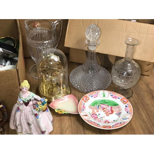 65 - 4 boxes of pottery, glassware and crystal