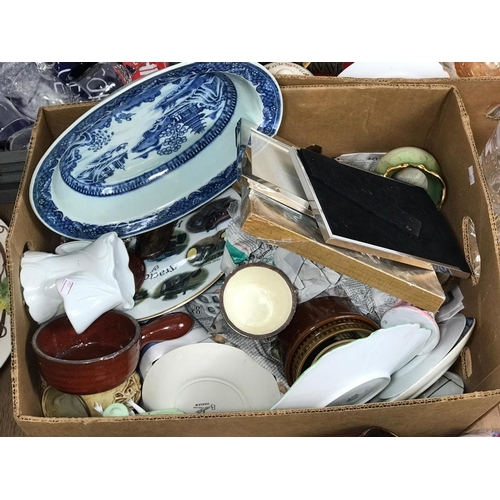 65 - 4 boxes of pottery, glassware and crystal