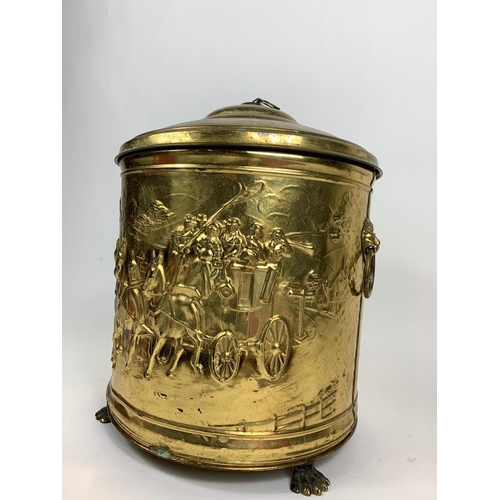 20 - Brass Georgian style coal bucket, 36cm x 31cm