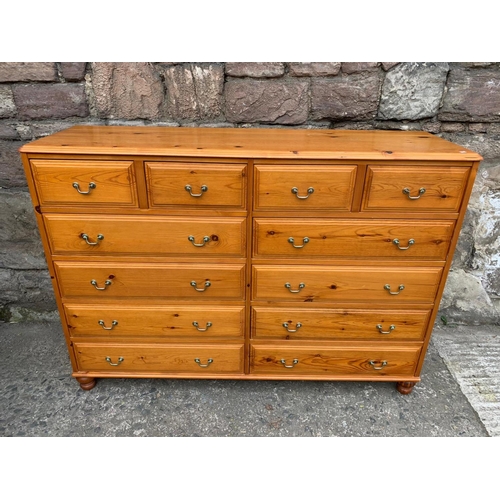 1037B - Large pine chest of drawers, 151x45x109cm