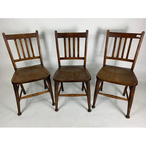 1058A - 3 Edwardian kitchen chairs