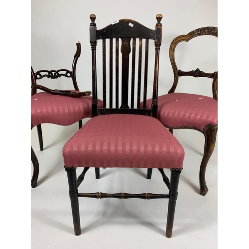 1063A - Edwardian chair and pair of Victorian balloon back chairs