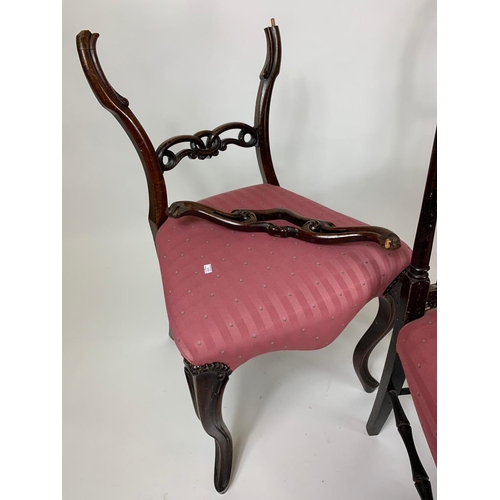 1063A - Edwardian chair and pair of Victorian balloon back chairs