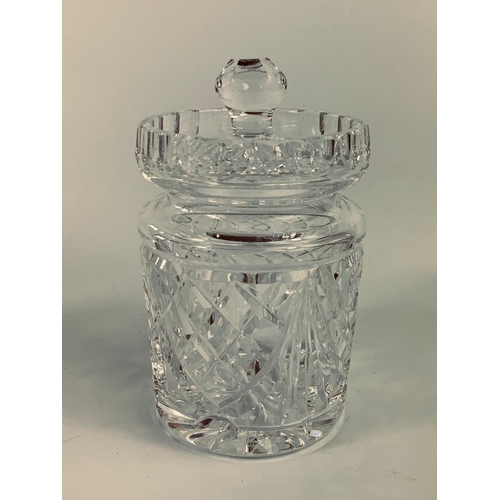 157 - 2 Waterford crystal jars with lids, 16cm