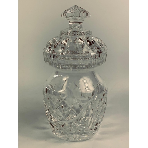 157 - 2 Waterford crystal jars with lids, 16cm