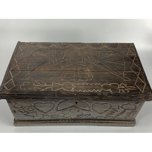 6 - 19th century bog oak stationary box, 32x18x15cm