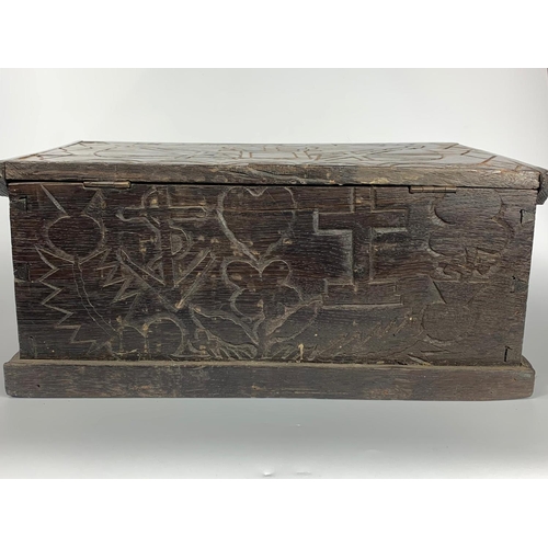 6 - 19th century bog oak stationary box, 32x18x15cm