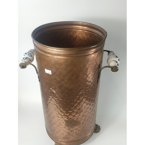 187 - Copper and brass coal bin, 43cm