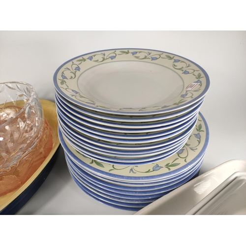 203 - Three Royal Doulton plates with kitchen and glassware