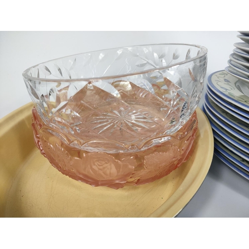 203 - Three Royal Doulton plates with kitchen and glassware