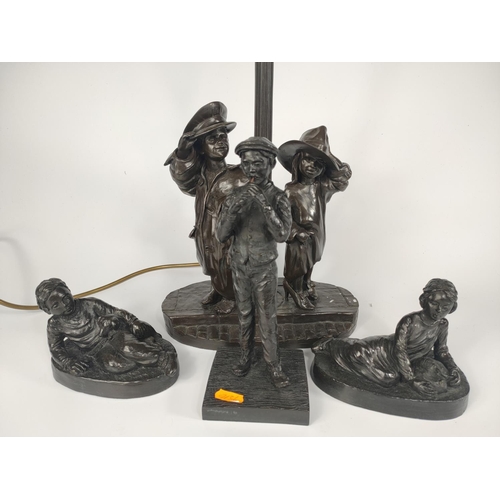 211 - Resin figure lamp with 3 resin figures