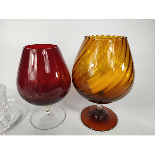 212 - Decanter with glasses and coloured glassware