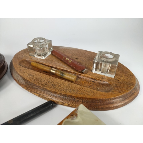 237 - Quantity of vintage desk top items with barometer