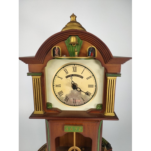 246 - Flying Scotsman themed clock with rotating train. 44cm