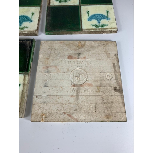 280 - Set of 6 Victorian Art Nouveau tiles