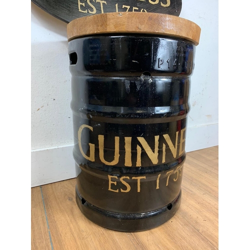 46 - Guinness themed beer keg bar stool and plague