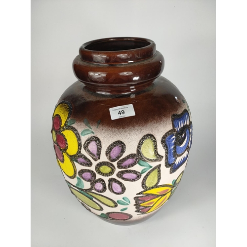 49 - Large Mid Century West German vase with rare design, 43cm