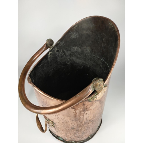 52 - Victorian copper coal scuttle, 43cm