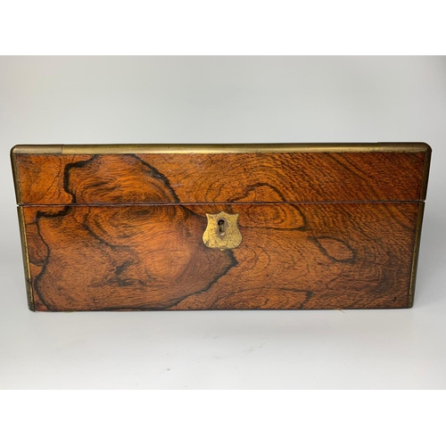 54 - Victorian brass bound walnut writing box