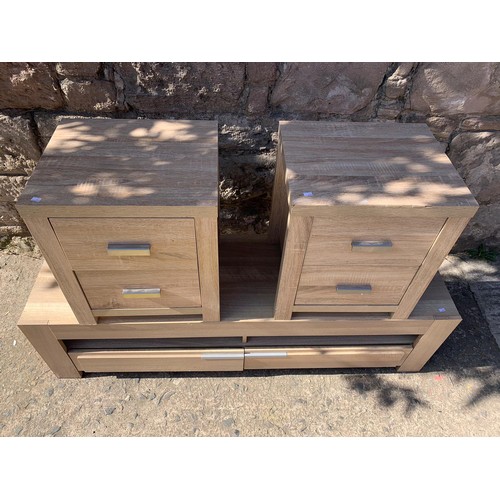 1087 - Modern TV unit and pair of bedsides