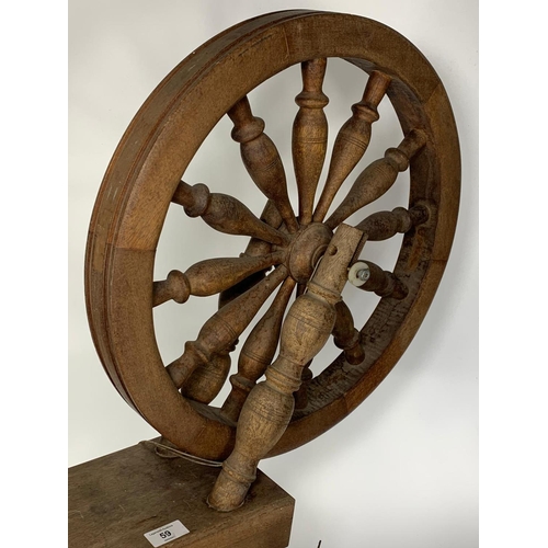 59 - Early 20th century spinning wheel,  87cmx52cmx84cm