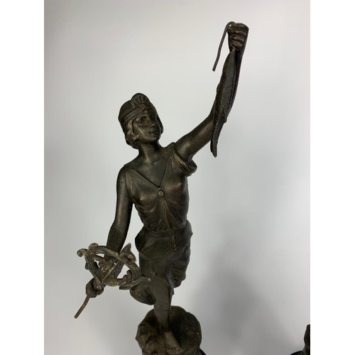 79 - Pair of early 20th century spelter figures,  54cm