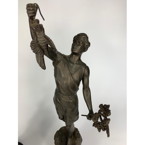 79 - Pair of early 20th century spelter figures,  54cm