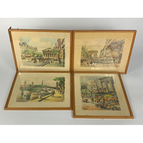 88 - 4 1920's watercolours by Franz Herbelot and Pierre Seguit, 38cm x 33cm