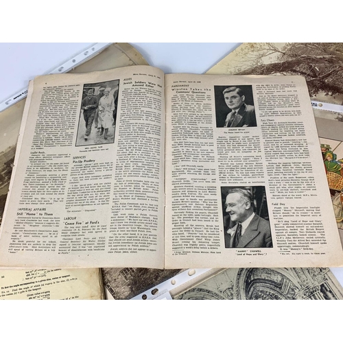 103 - News Review magazine dated 1944 with vintage prints