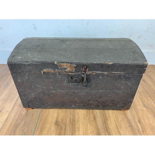 129 - Early Victorian dome top trunk by Belfast maker, 68x37x39cm