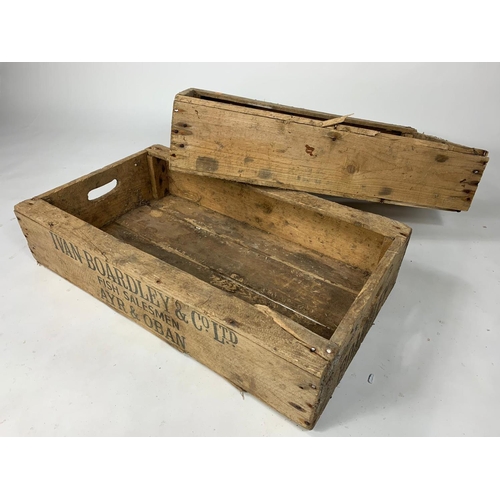 359 - Pair of large wooden crates, Ivan Boardley & Co. 81 x 47cm