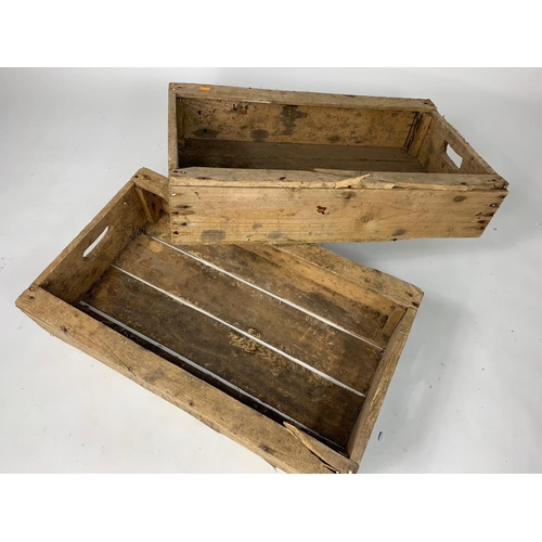 359 - Pair of large wooden crates, Ivan Boardley & Co. 81 x 47cm