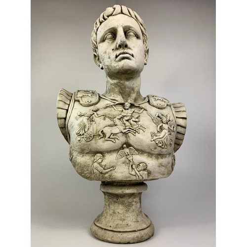 6 - Large constituted stone figure, Caesar Augustus. 59cm