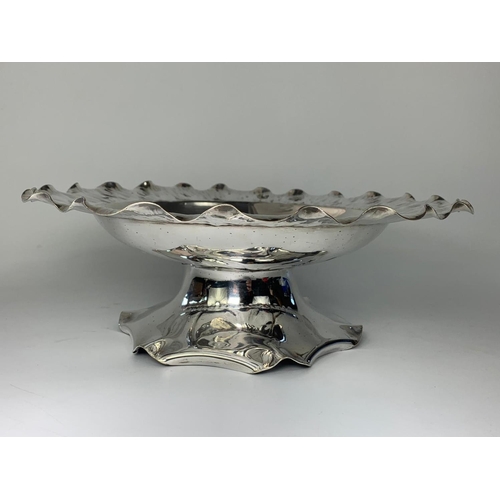 182 - Ornate silver plate dish by Hukin & Heath, silversmiths for Christopher Dresser. 29cm x 9cm