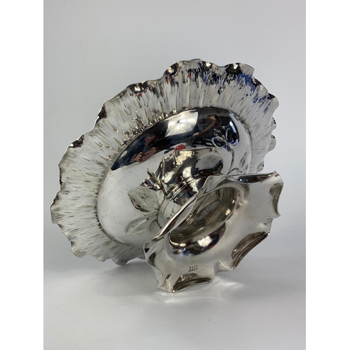 182 - Ornate silver plate dish by Hukin & Heath, silversmiths for Christopher Dresser. 29cm x 9cm