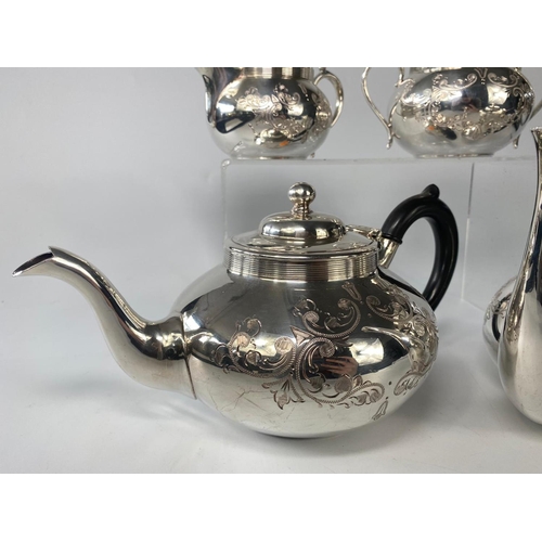 131 - 4pc silver plate tea service.