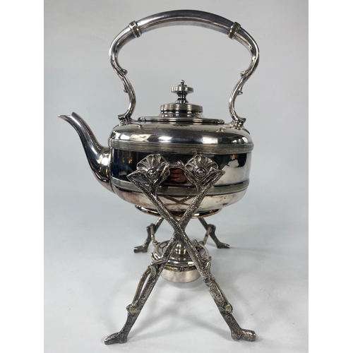 134 - Late Victorian silver plate spirit kettle