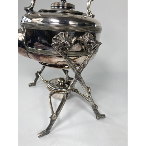 134 - Late Victorian silver plate spirit kettle