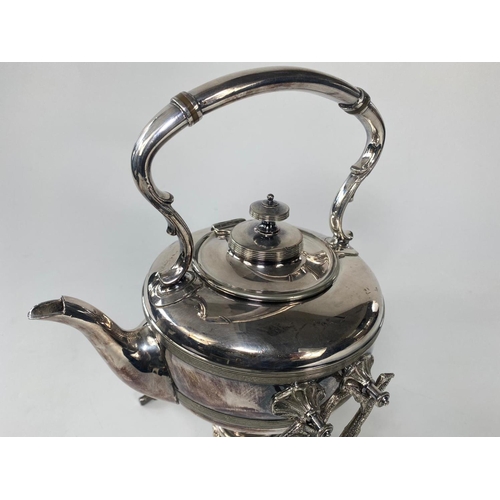 134 - Late Victorian silver plate spirit kettle