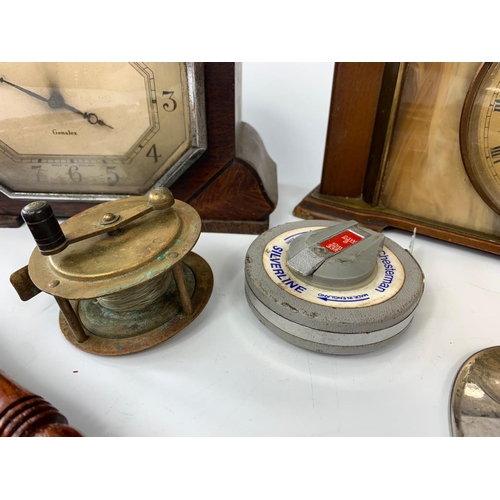 156 - Sundry lot including 2 vintage clocks